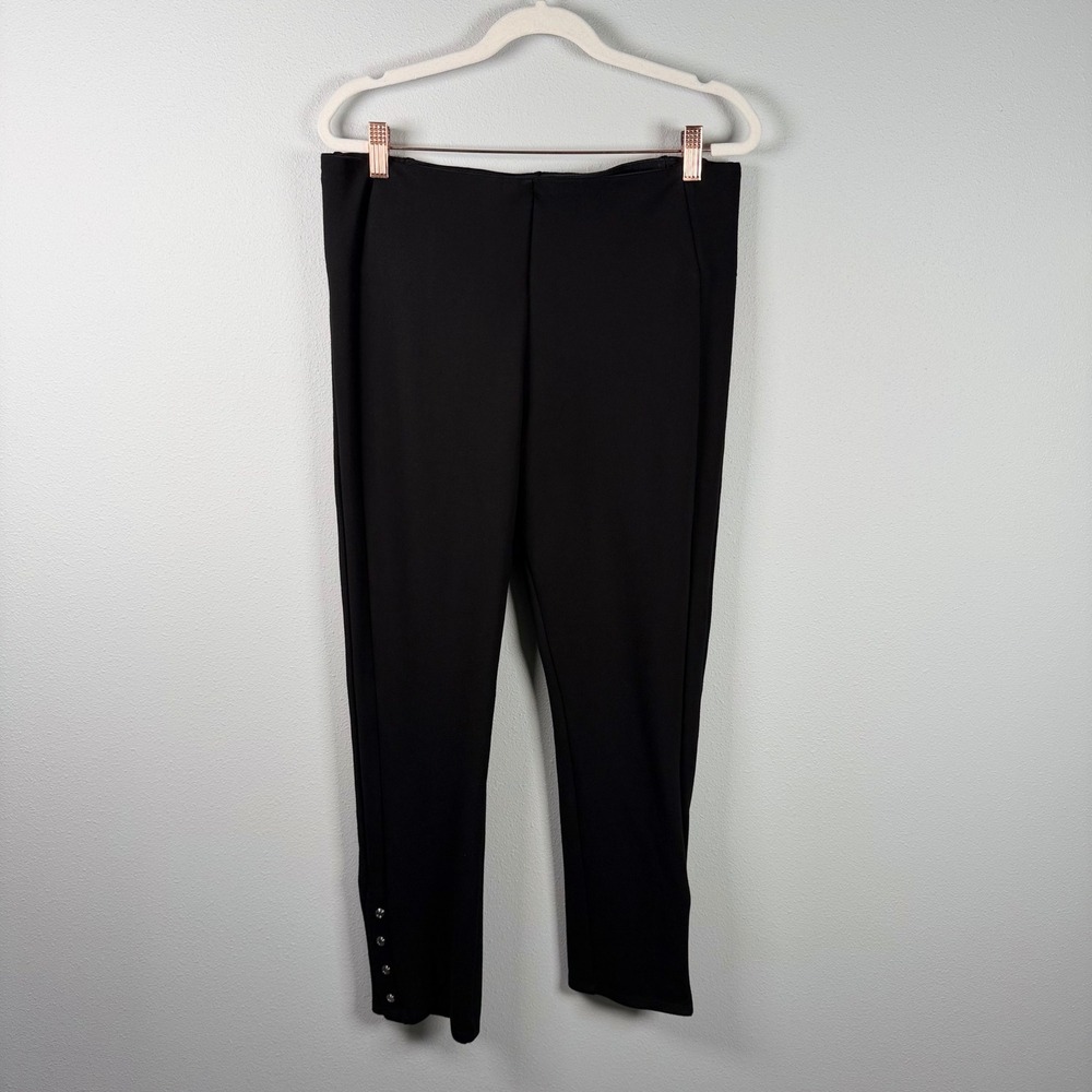 Nygard Slims Peter Nygard Black Ponte Ankle Pants Button Detail Large 14-16